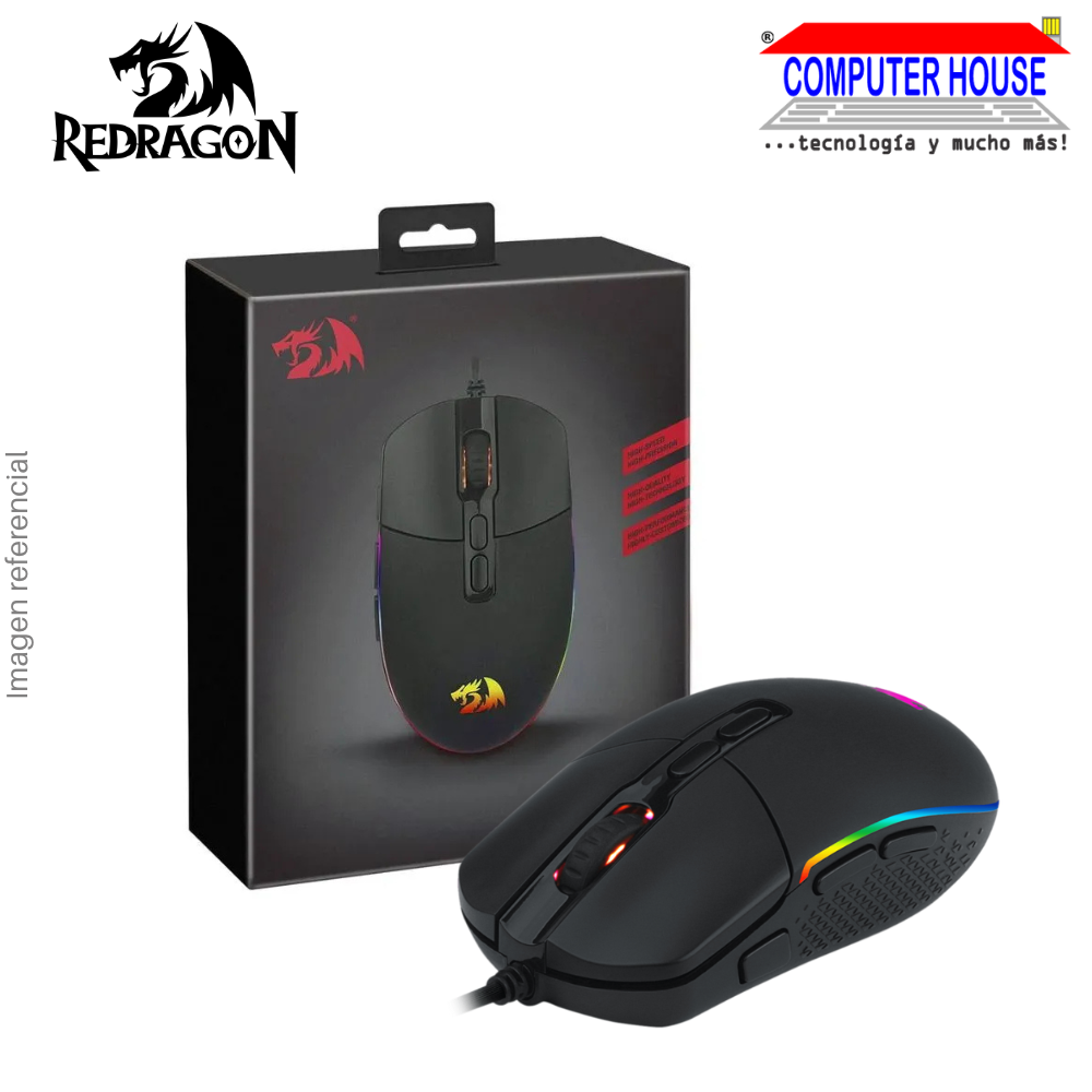 REDRAGON M719 Invader Wired Gaming Mouse, 10000 DPI, 8 Buttons, Black.