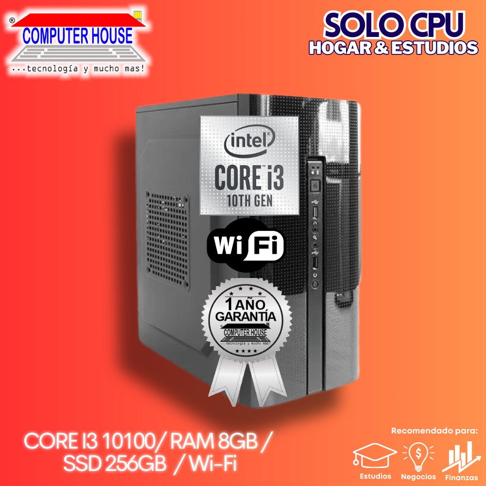 OFERTA CPU: Core i3-10100, RAM 8GB, SSD 256GB, Wi-Fi.
