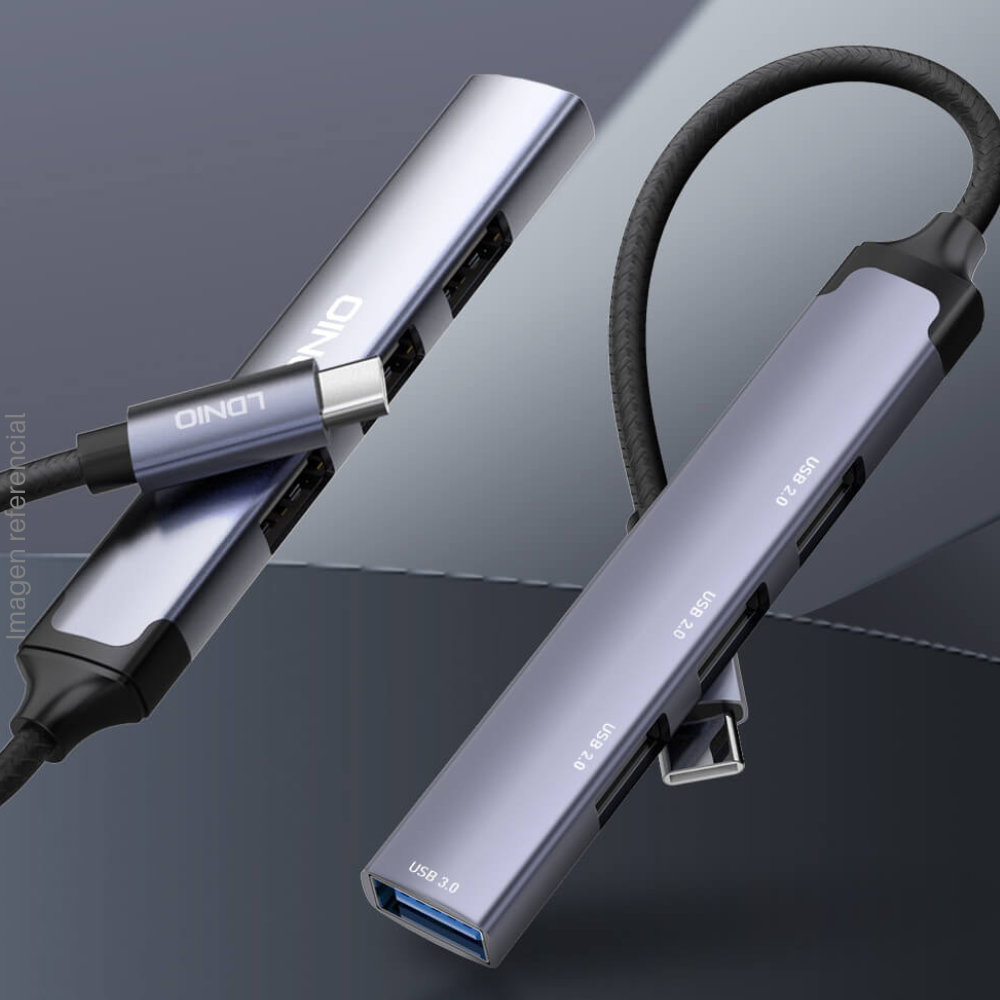 HUB USB Extensión 4 en 1 LDNIO DS-34U tipo C - Plateado