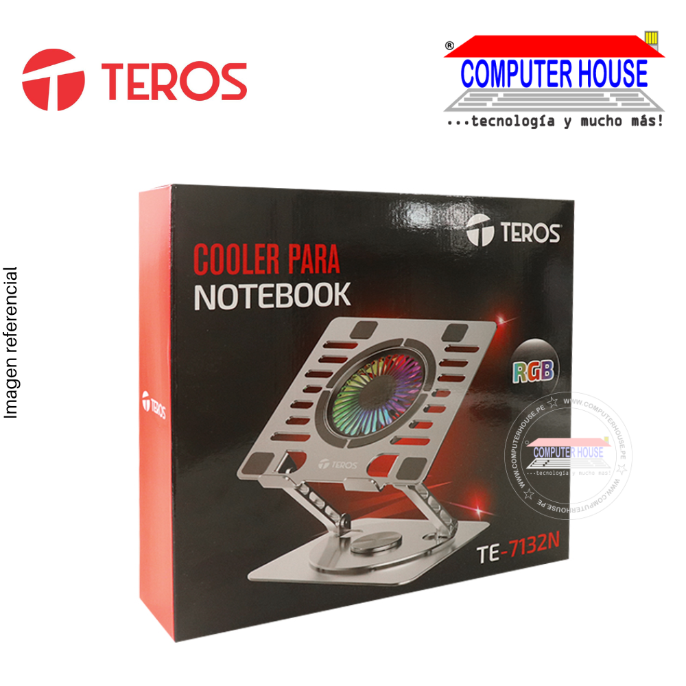 Cooler para Laptop TEROS TE-7132N, 1 cooler, hasta 15.6", RGB.