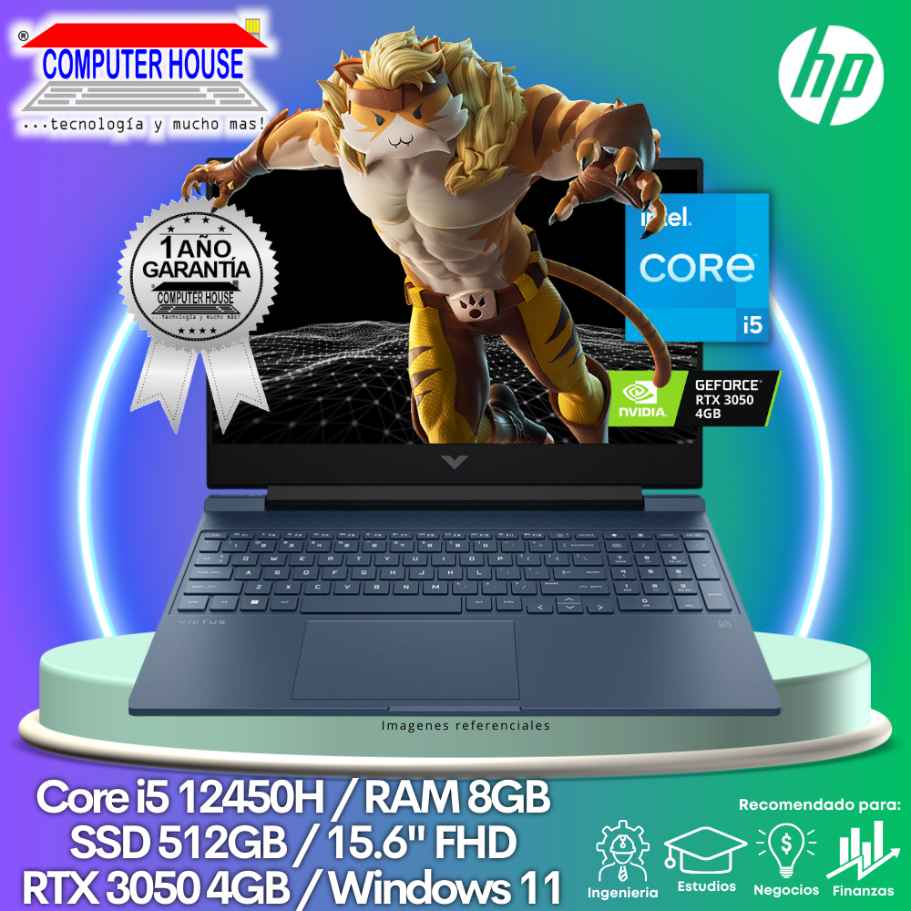 Laptop HP Victus 15-fa0021la, Core i5-12450H, RAM 8GB, SSD 512GB, 15.6