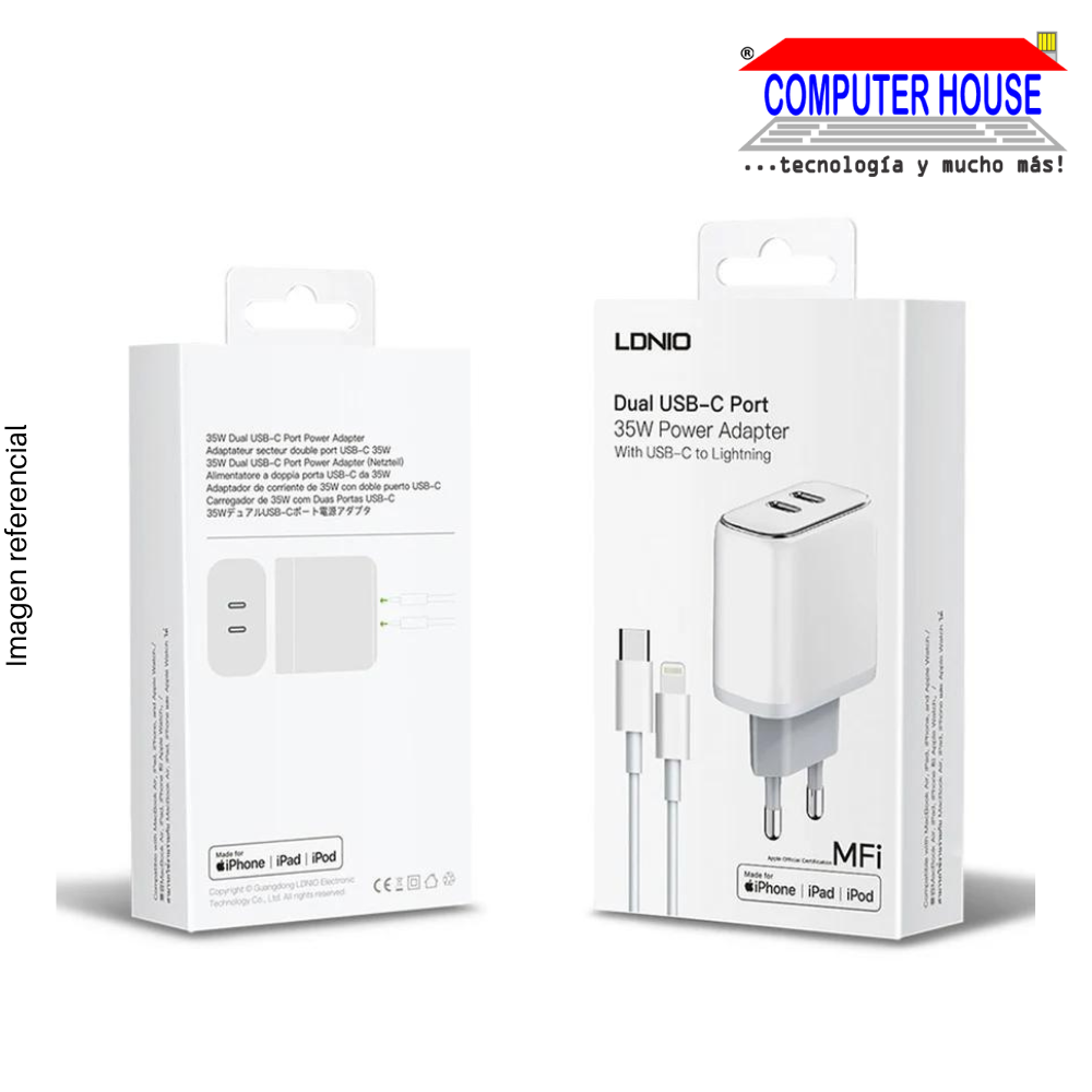 LDNIO CHARGER - 35w Dual Usb-c PD Wall Adapter (A2528M)