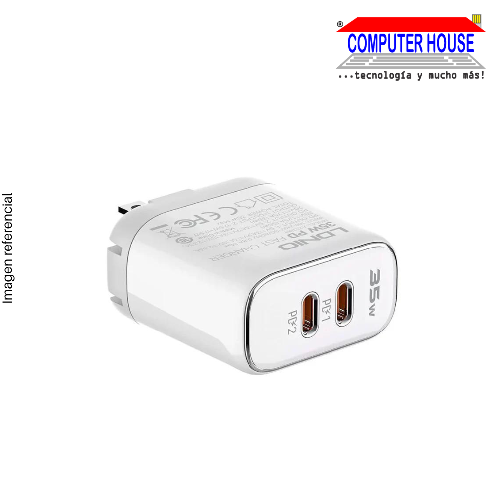LDNIO CHARGER - 35w Dual Usb-c PD Wall Adapter (A2528M)