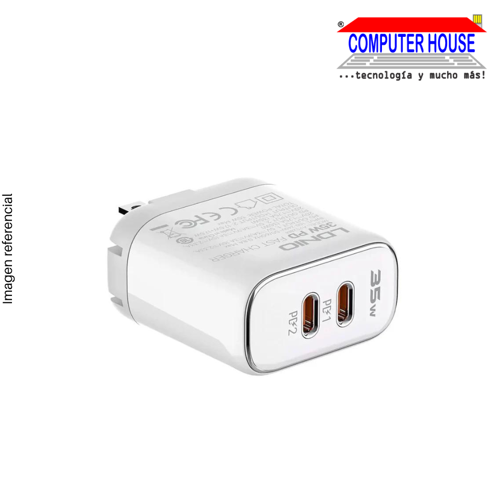 CARGADOR LDNIO - 35w Dual Usb-c Pd Adaptador De Pared (A2528M)