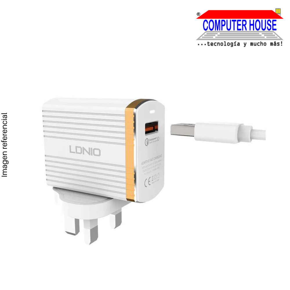 CARGADOR LDNIO, 18w Usb-c Adaptador De Pared (A1302Q)