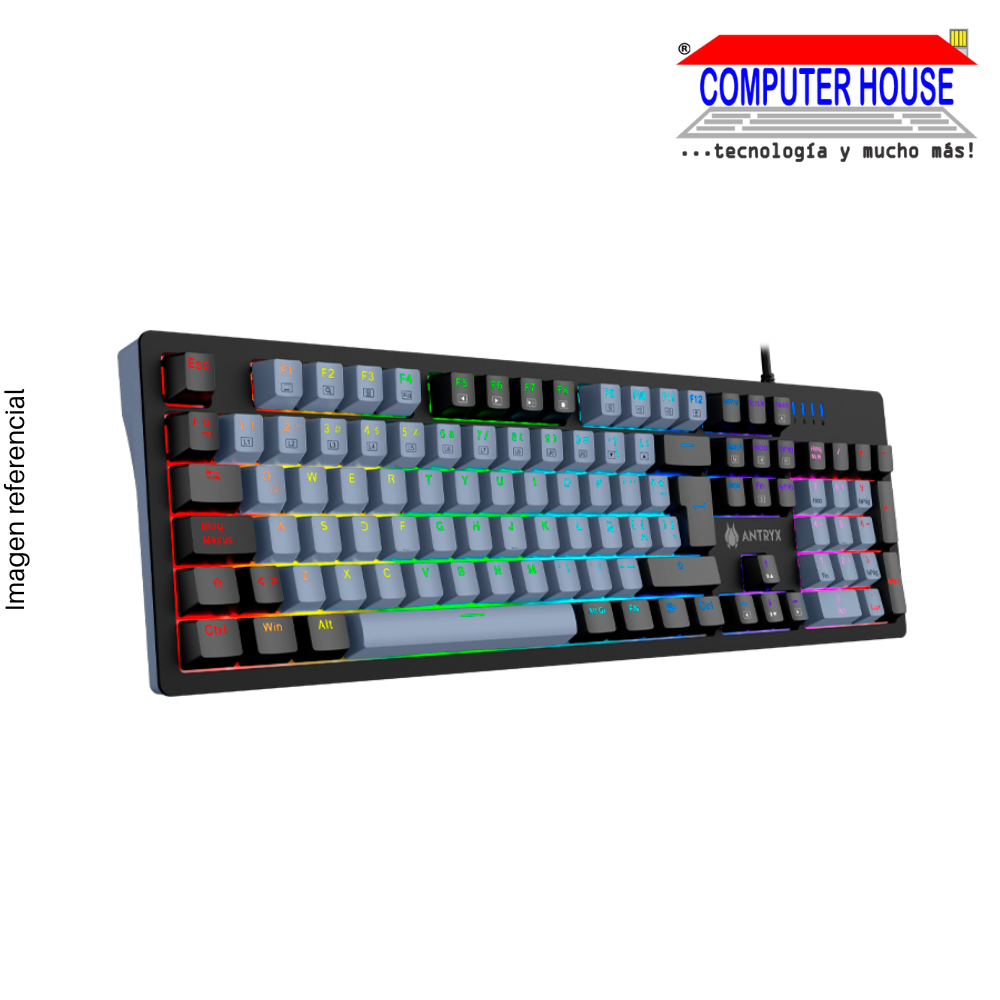 TECLADO MECANICO ANTRYX MK860L BLACK & GRAY, BLUE SWITCH (AMK-CS860LKGBL-SP)