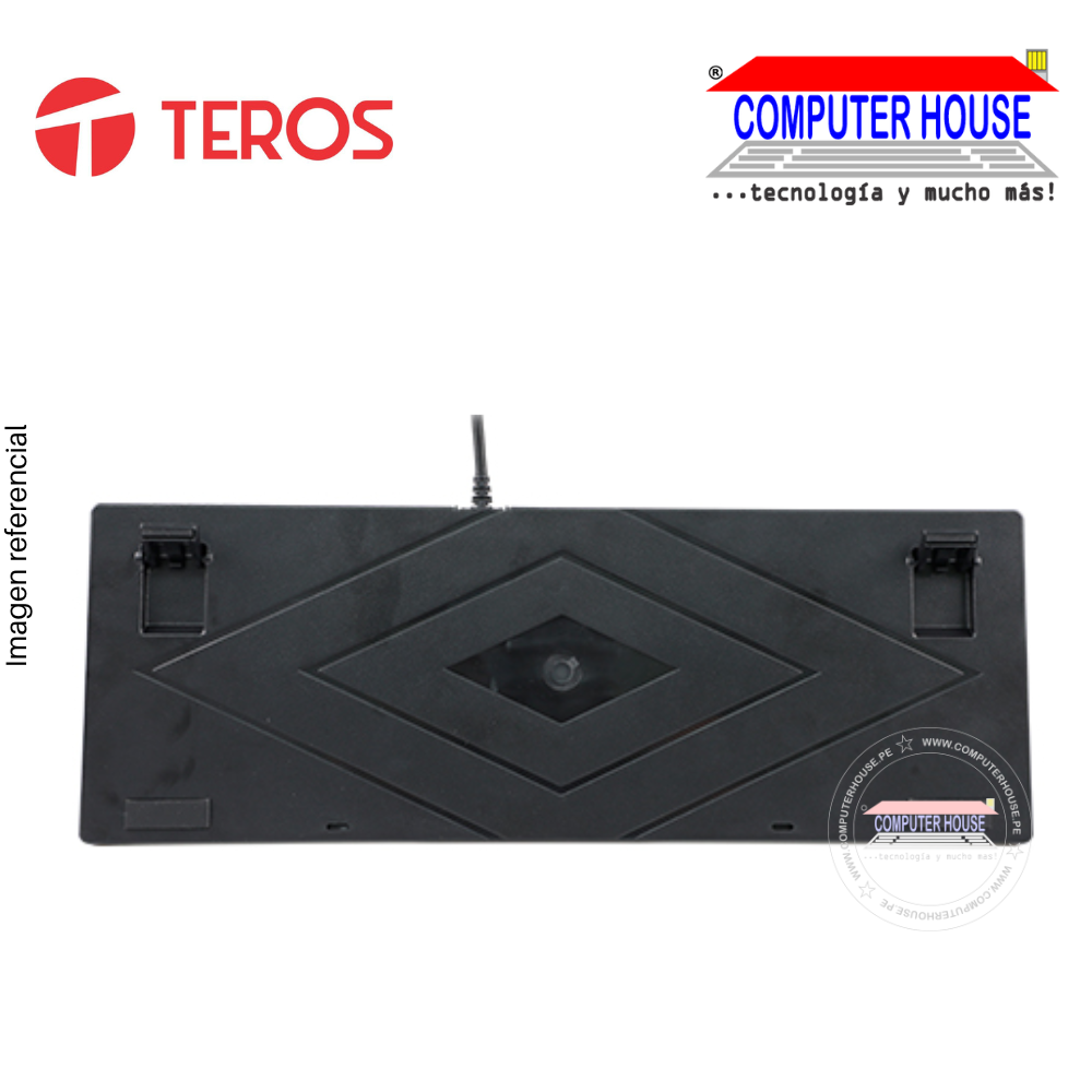 TEROS Teclado mecánico TE-4153, TKL, Gamer, Negro, Switch Azul, RGB, USB.
