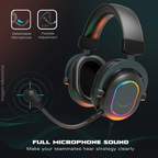 Audífono con micrófono FIFINE H6 RGB, alámbrico, sonido 7.1, con micrófono desmontable, Conexión USB - Negro