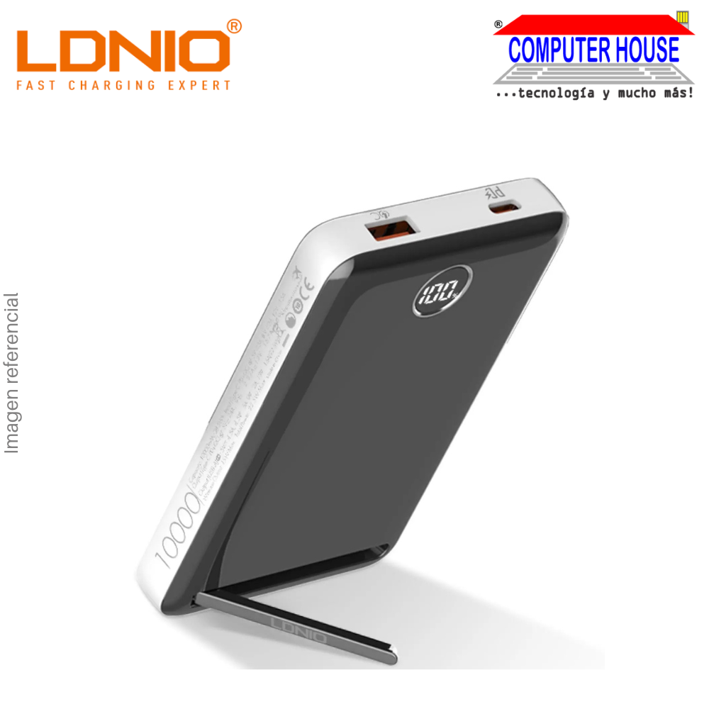 LDNIO 10000 mAh PQ17 Power Bank with 15W Wireless Charging - Black