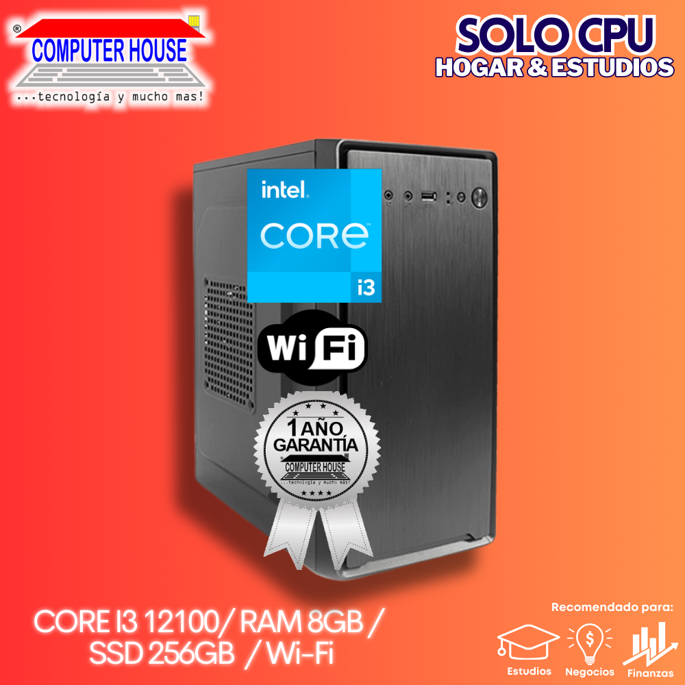 OFERTA CPU: Core i3-12100, RAM 8GB, SSD 256GB, Wi-Fi.