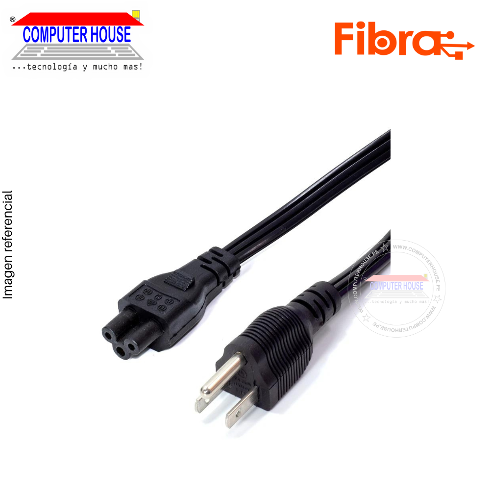 FIBER Power Cable for laptop, Clover Type, 1.5 meters.