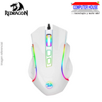 Mouse Gamer Alámbrico REDRAGON M607W Griffin, 7200 DPI, 7 Botones, RGB, Blanco.