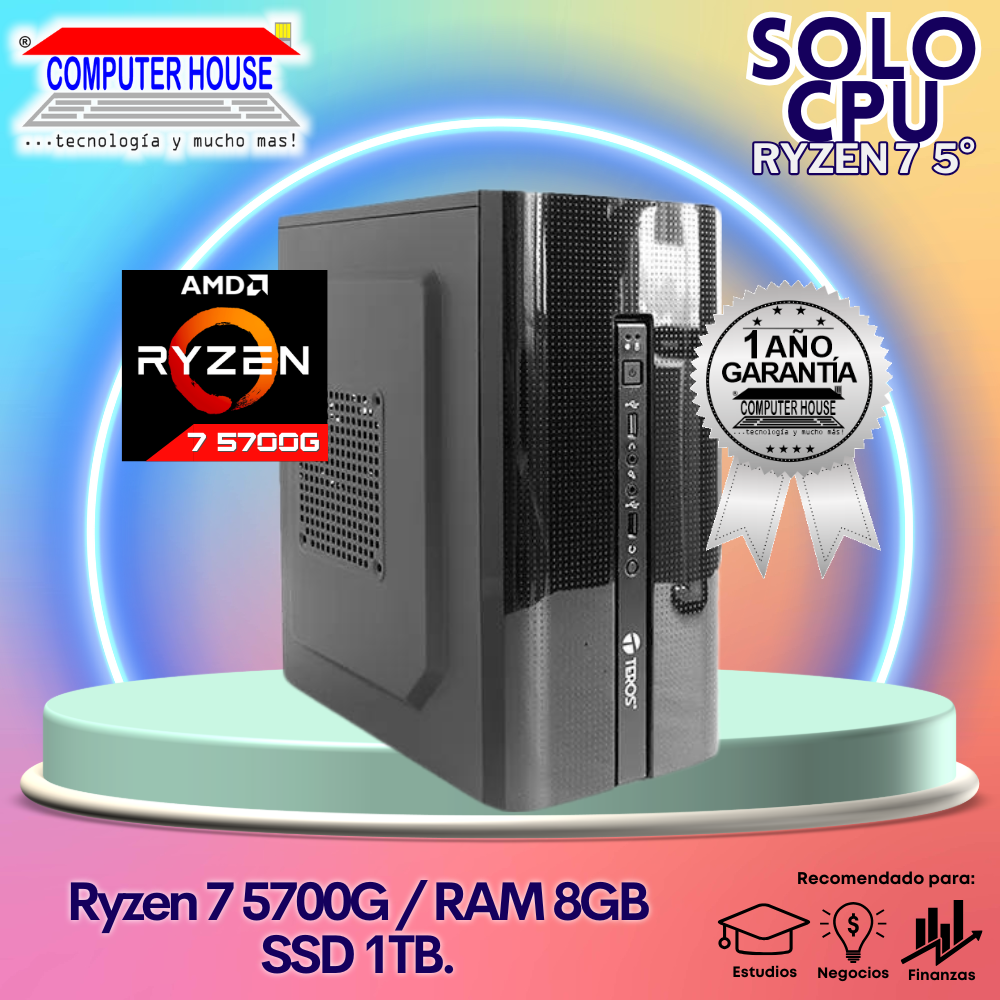 Solo CPU: Trabajo y Estudios Ryzen 7-5700G 