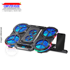Cooler para Laptop AIRBOOM Glacial 6 - AB055, 6 Ventiladores, con Soporte para celular, hasta 17", hasta 7 niveles de altura ajustables, iluminación RGB.