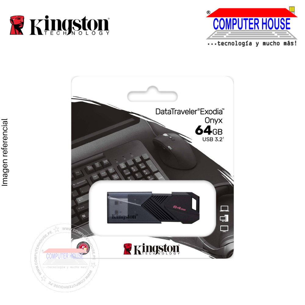 KINGSTON memoria USB 64GB DataTraveler Exodia ONYX USB 3.2 Gen 1, Negro (DTXON/64GB)