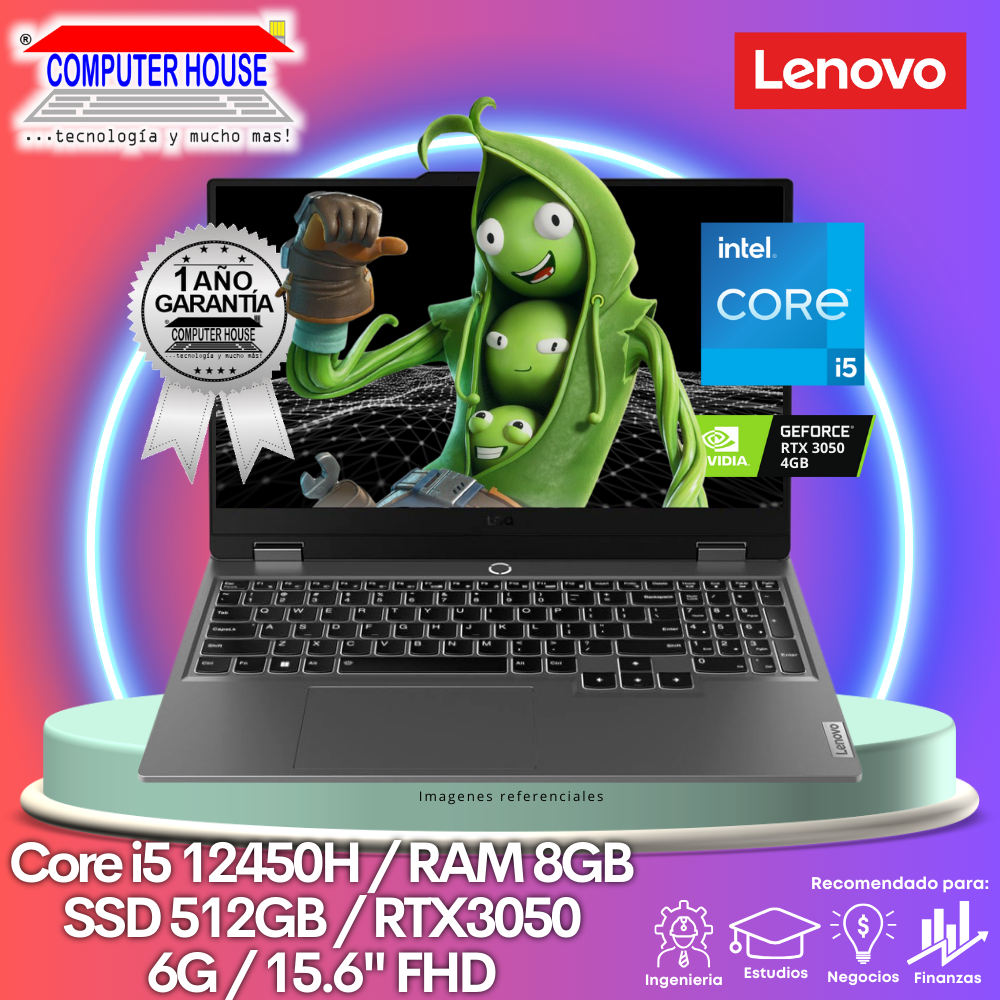 Laptop LENOVO LOQ 15IAX9, Core i5-12450H, RAM 8GB, SSD 512GB, 15.6