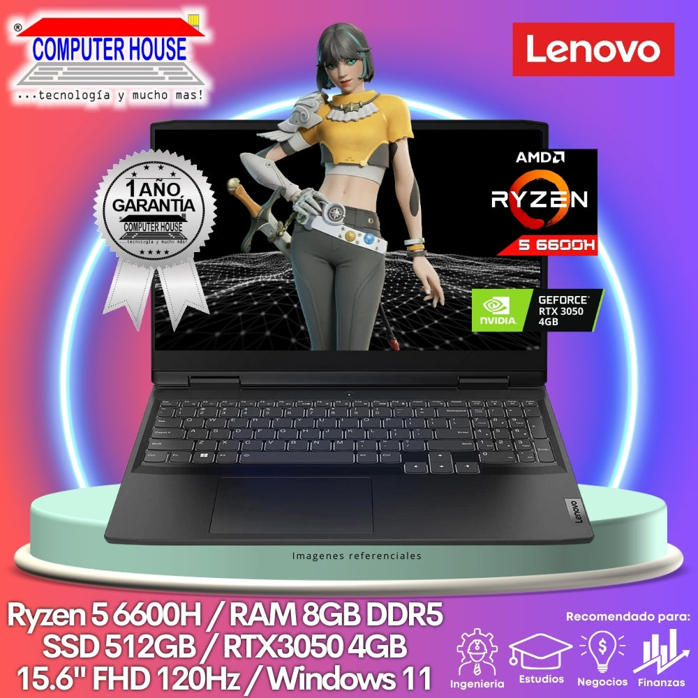 Laptop LENOVO IdeaPad Gaming, Ryzen 5-6600H, RAM 8GB DDR5, SSD 512GB, 15.6