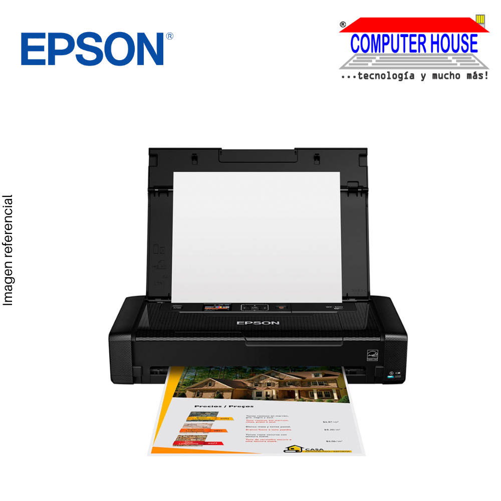 Impresora Portatil de cartuchos de tinta EPSON WorkForce WF-100, A4, Solo Imprime, USB/Wi-Fi.