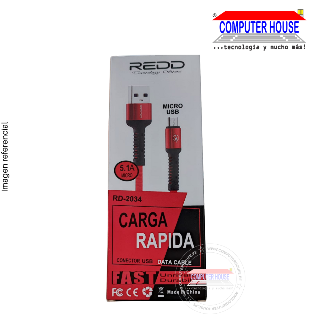 REDD Cable Carga Rapida ,V8, 5.1A ,RD-2034, Cable Reforzado