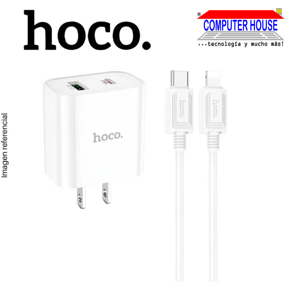 Cargador + Cable Tipo-C a Lightning Hoco C80 Plus.