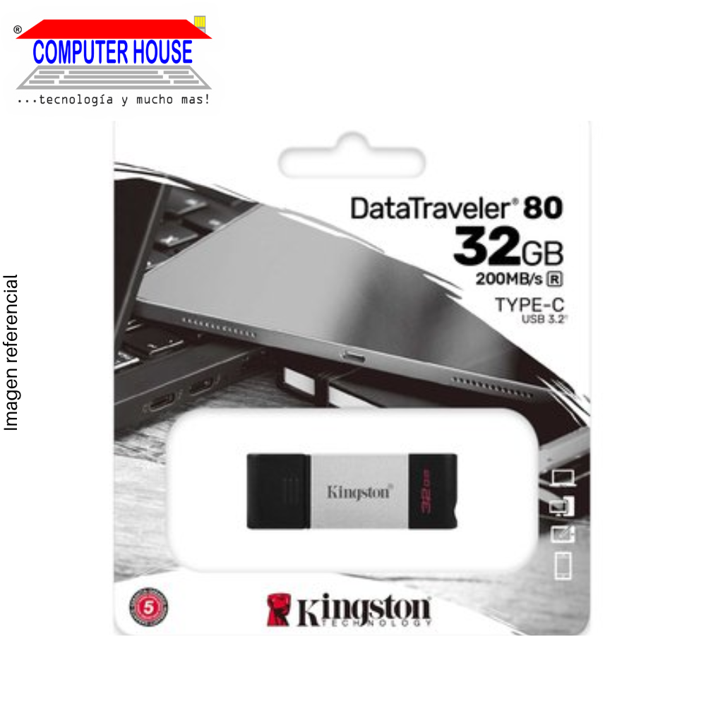 Memoria USB KINGSTON 32GB, DT 80, USB-C 3.2.