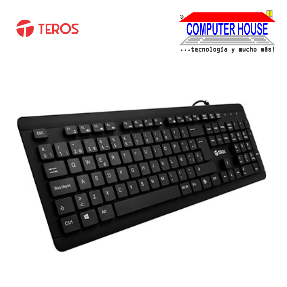 Teclado lavable TEROS TE-4065N, IPX7, USB, negro.