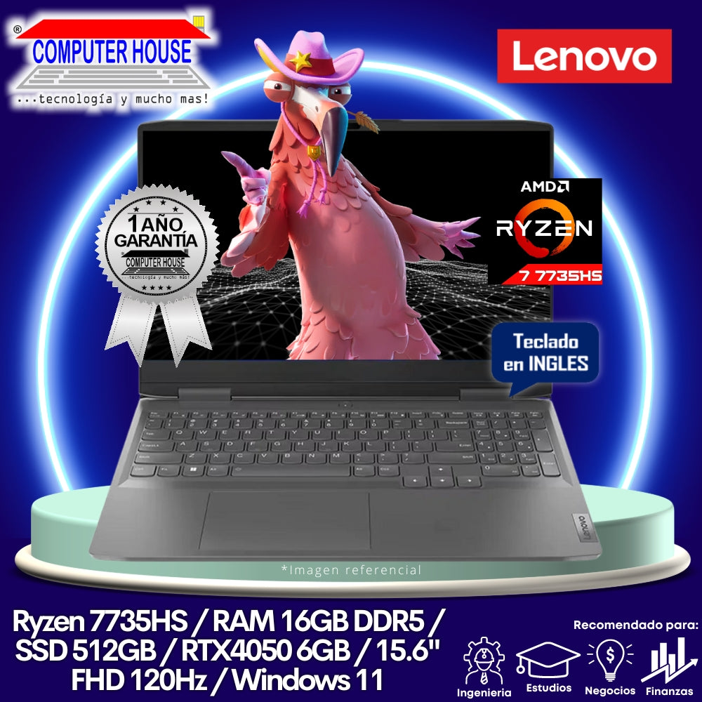 Laptop LENOVO LOQ, Ryzen 7-7735HS, RAM 16GB DDR5, SSD 512GB, 15.6