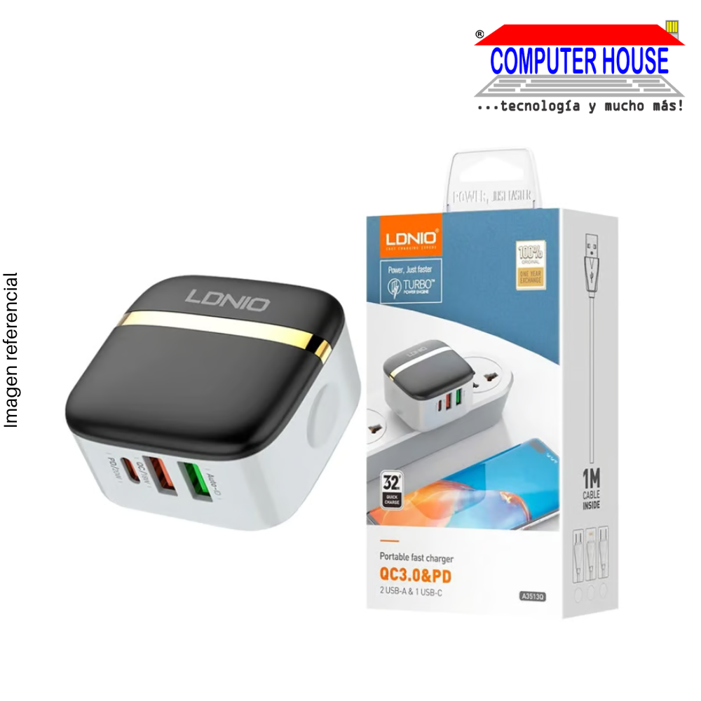 LDNIO CHARGER - 32W PD&amp;QC3.0 Fast Wall Charger for iPhone (A3513Q)