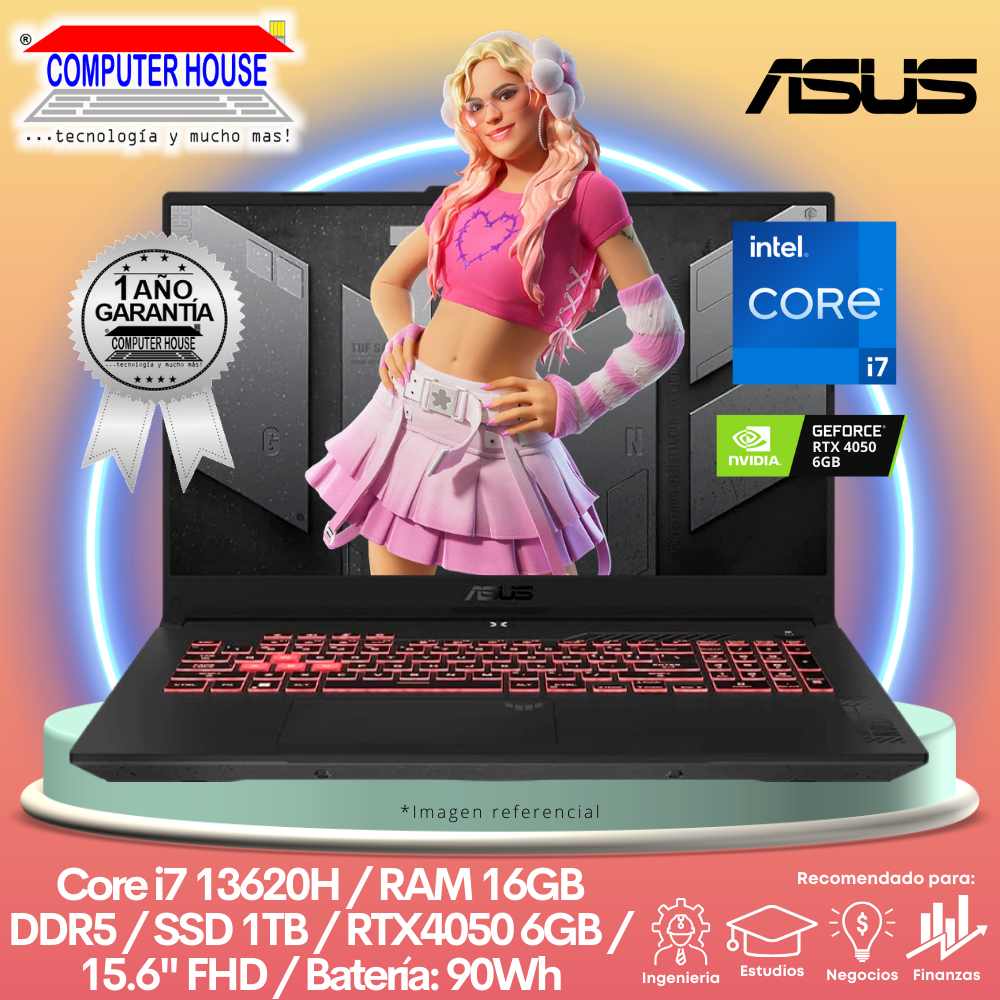 Laptop ASUS TUF Gaming F15, Core i7-13620H, RAM 16GB DDR5, SSD 1TB, Video RTX4050 6GB, 15.6