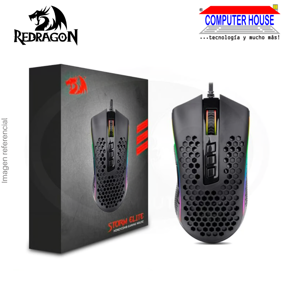 REDRAGON M988 Storm Elite Wired Gaming Mouse, 32000 DPI, 8 Buttons, RGB, Black.
