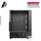 Case 1St Player FD3 Black, Without Cooler, Left Side Panel: Tempered Glass, Front Panel: Metal Mesh