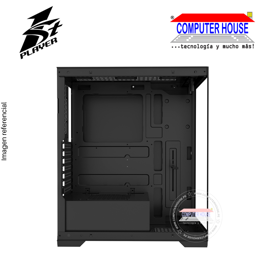 Case 1St Player Mi7, Black, NO POWER, Double-sided tempered glass, RGB. 