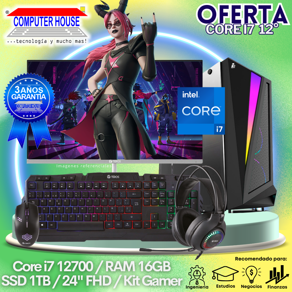 OFERTA: Look Gamer Core i7-12700, RAM 16GB, SSD 1TB, Monitor 24″ FHD, Kit Gamer.