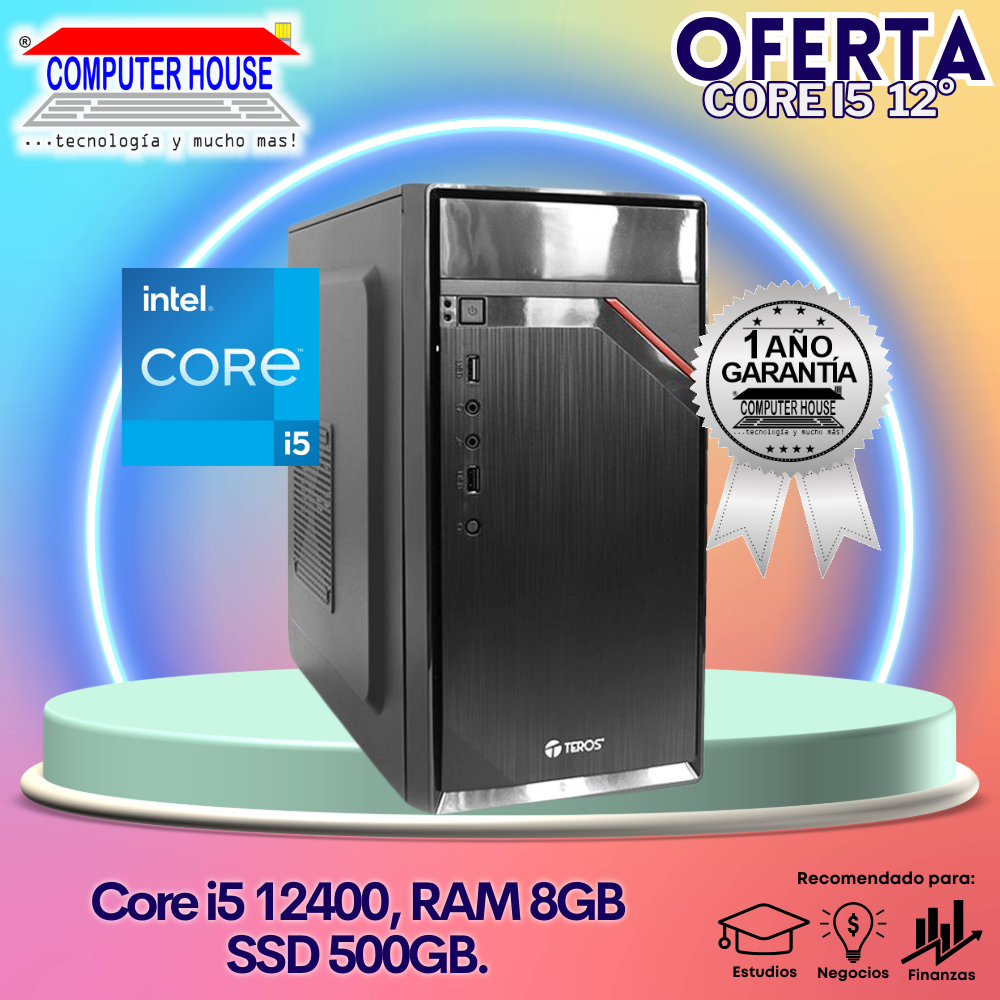 OFERTA SOLO CPU: Core i5-12400, RAM 8GB, SSD 500GB.