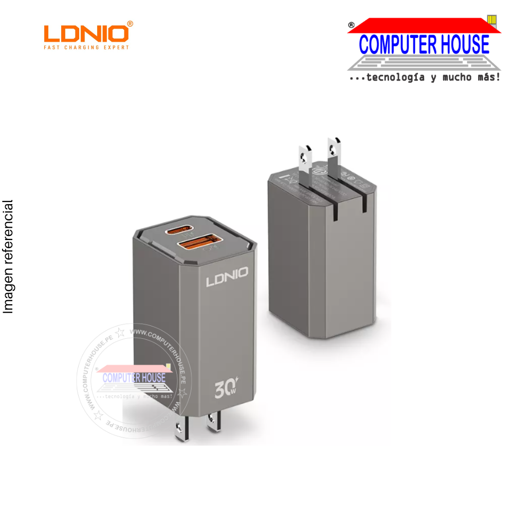 LDNIO cargador A2527C con conexion USB +TIPO-C 30w 1.5A