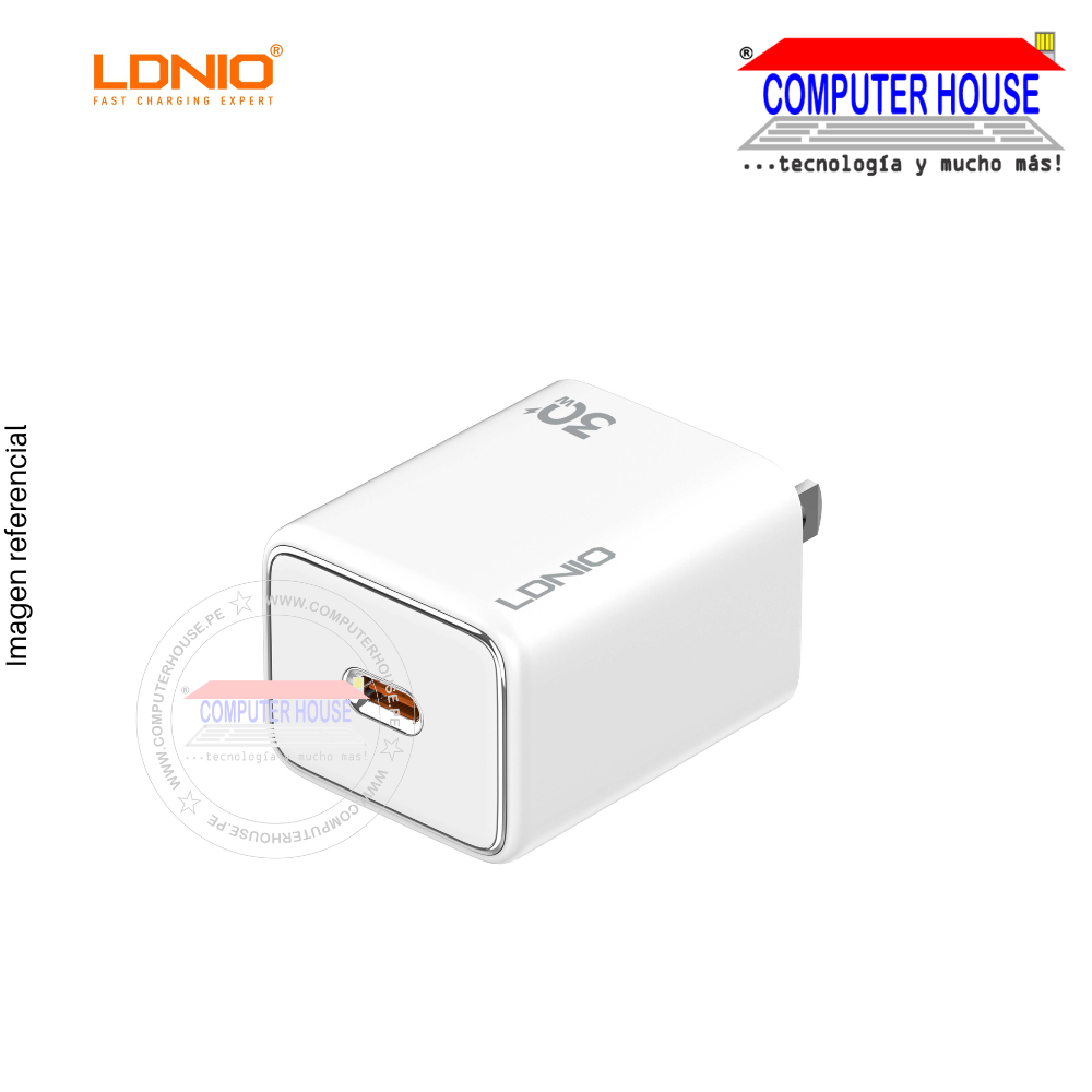LDNIO - Cargador de Pared carga rápida PD USB-C de 30W p/iphone A1508C