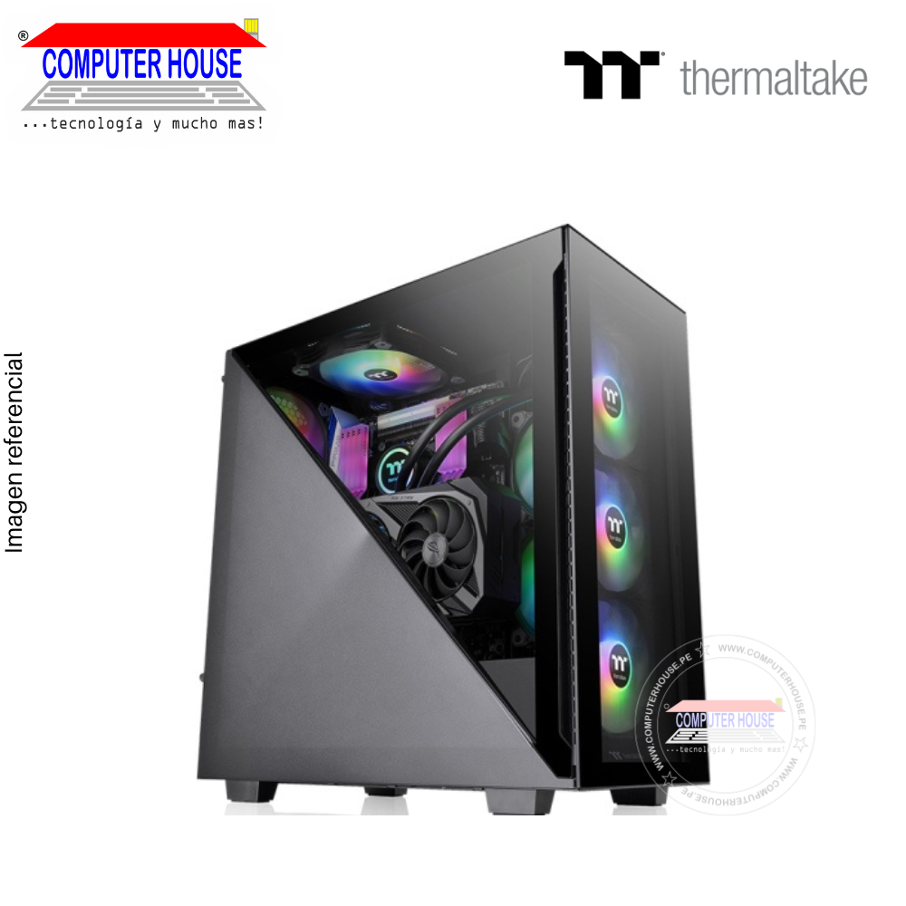 Case THERMALTAKE Divider 300 TG ARGB, SIN FUENTE, lateral trasparente, ARGB, Black.