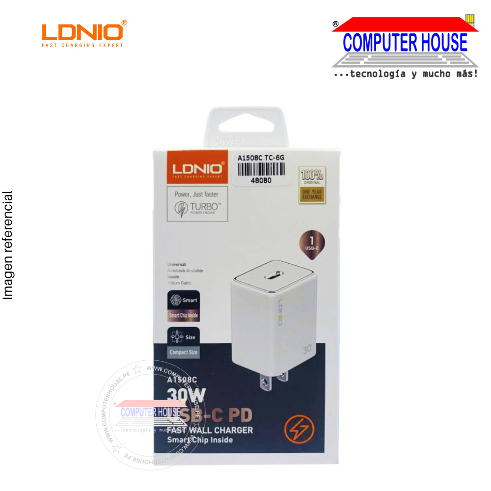 LDNIO cargador A1508C con conexion USB-C 30w 1.5A