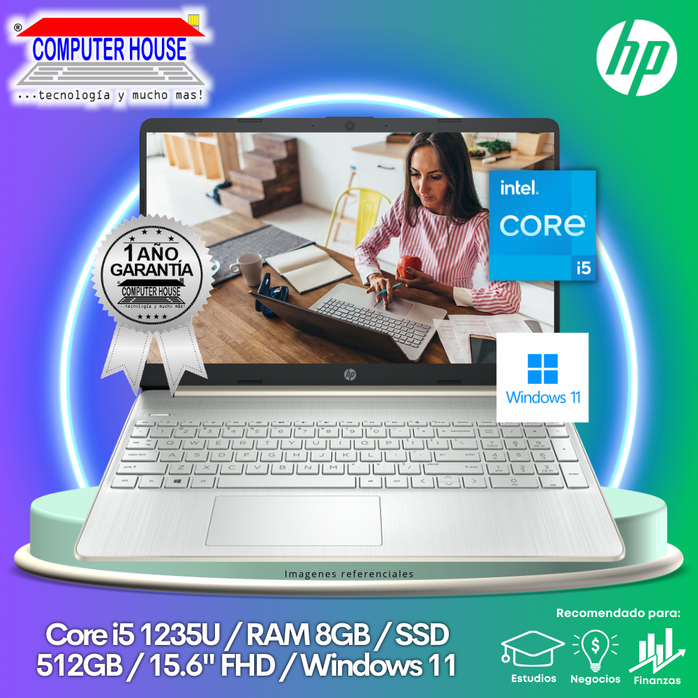 Laptop HP 15-DY5000LA, Core i5-1235U, RAM 8GB, SSD 512GB, 15.6″ FHD, Windows 11.
