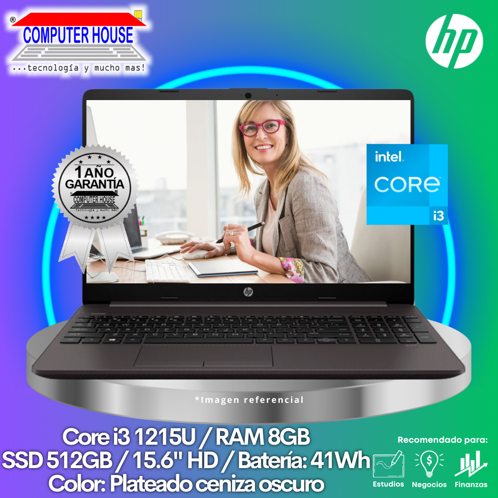 Laptop HP 250 G9, Core i3-1215U, RAM 8GB, SSD 512GB, 15.6″ HD, FreeDos.