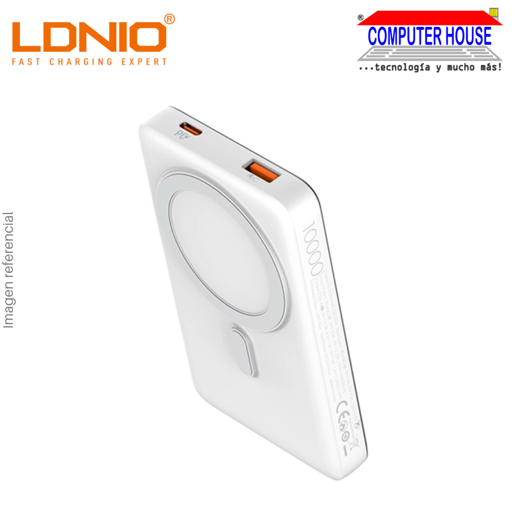 LDNIO 10000 mAh PQ17 Power Bank with 15W Wireless Charging - Black