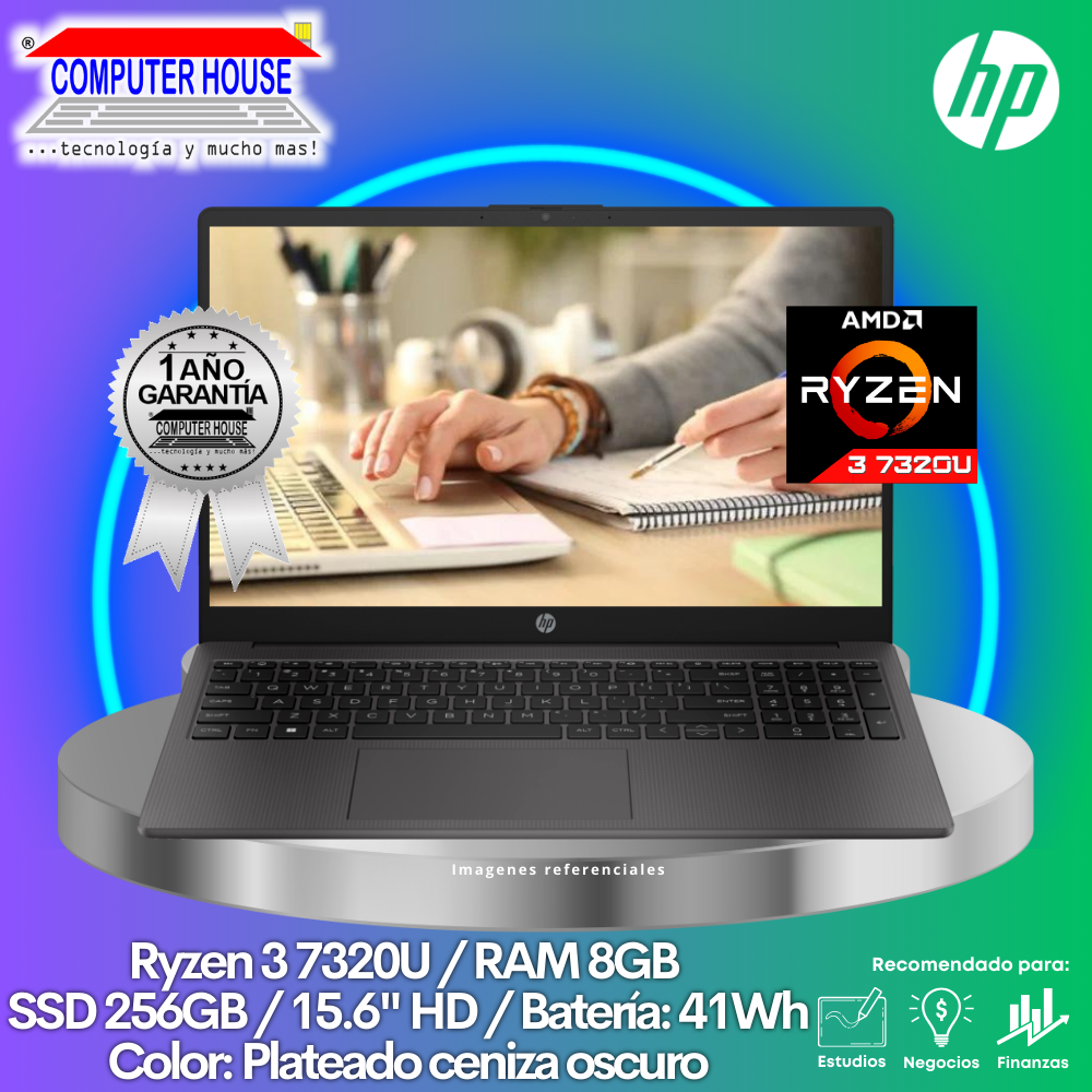 Laptop HP 255 G10, Ryzen 3-7330U, RAM 8GB, SSD 256GB, 15.6