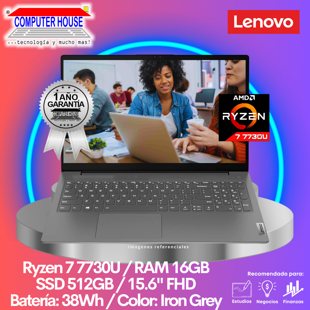 LENOVO V15 G4 Laptop, Ryzen 7-7730U, 16GB RAM, 512GB SSD, 15.6″ FHD, FreeDos.