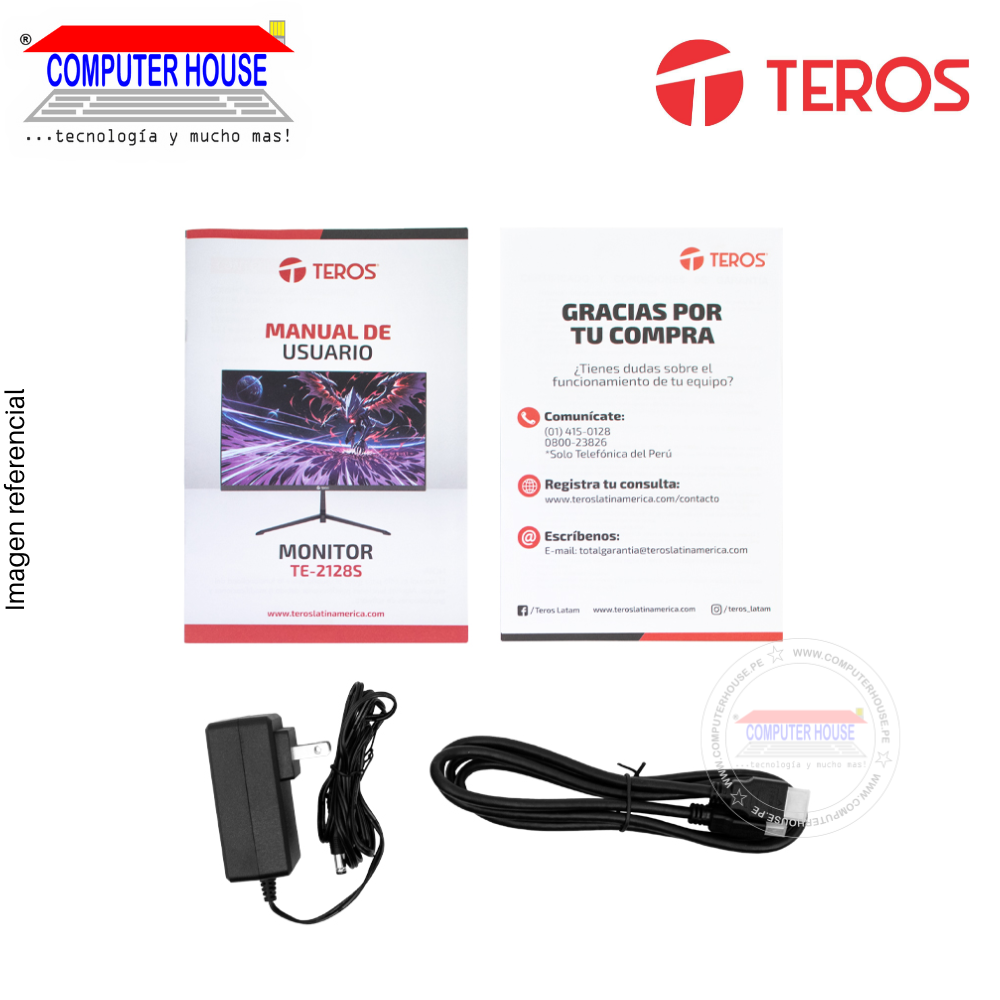 Monitor Teros 21.5" TE-2128S, IPS, 100Hz, 1920x1080, Full HD, HDMI, VGA, VESA, FREESYNC, Flat(Plano).