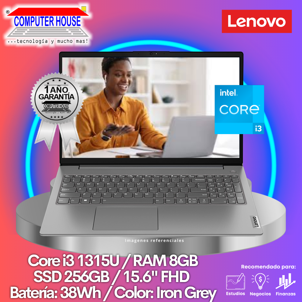 Laptop LENOVO V15, Core i3-1315U, RAM 8GB, SSD 256GB, 15.6″ FHD, FreeDos.