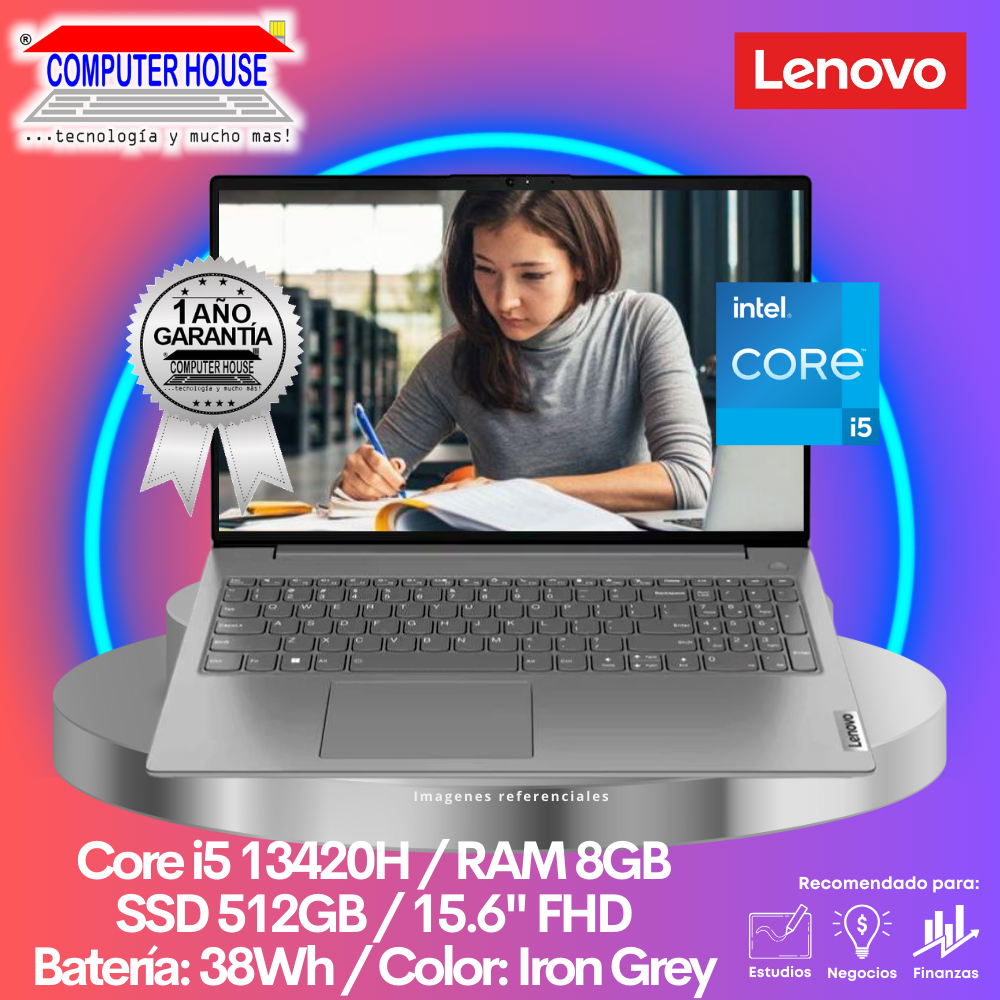 LENOVO V15 Laptop, Core i5-13420H, 8GB RAM, 512GB SSD, 15.6" FHD, FreeDos.