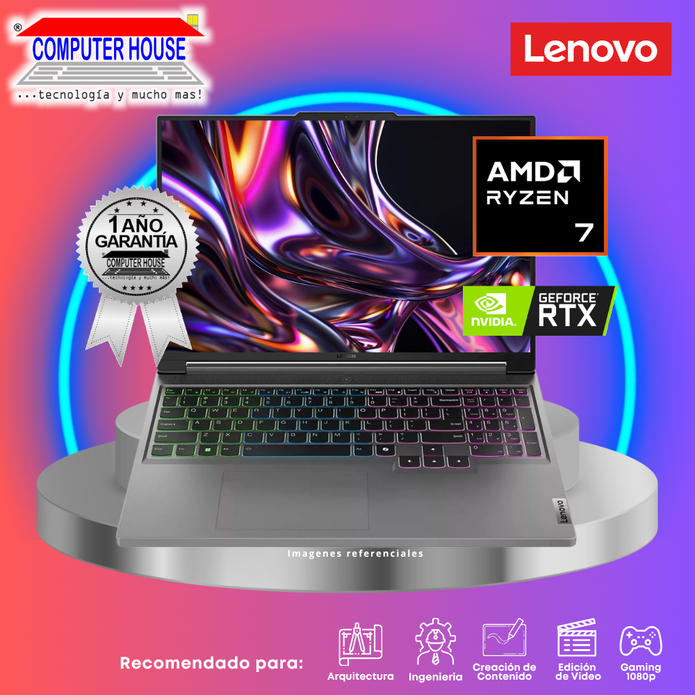 Laptop LENOVO Legion Slim 5, Ryzen 7-8845HS, RAM 16GB DDR5, SSD 512GB, Nvidia GeForce RTX4060 8GB, 16" WQXGA 165Hz, FreeDos.