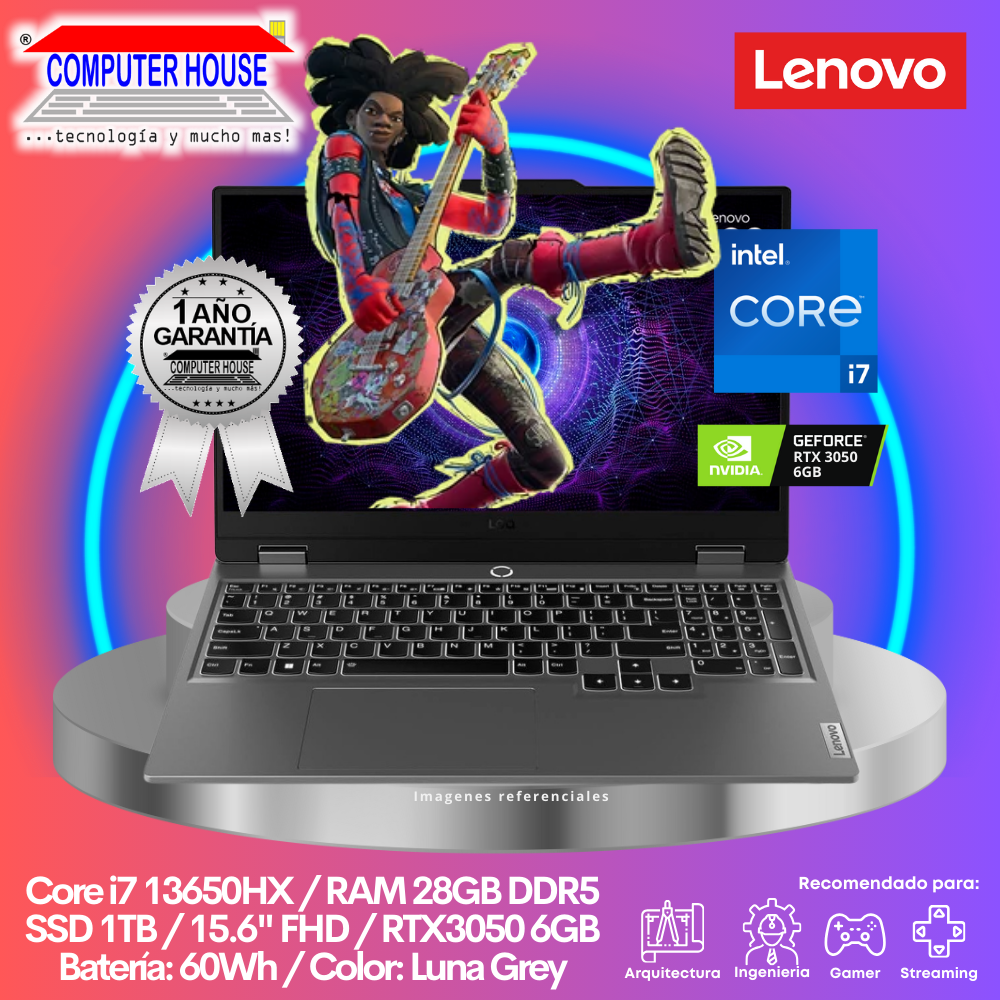 Laptop LENOVO LOQ 15IRX9, Core i7-13650HX, RAM 28GB DDR5, SSD 1TB, RTX3050 6GB, 15.6" FHD, FreeDos.