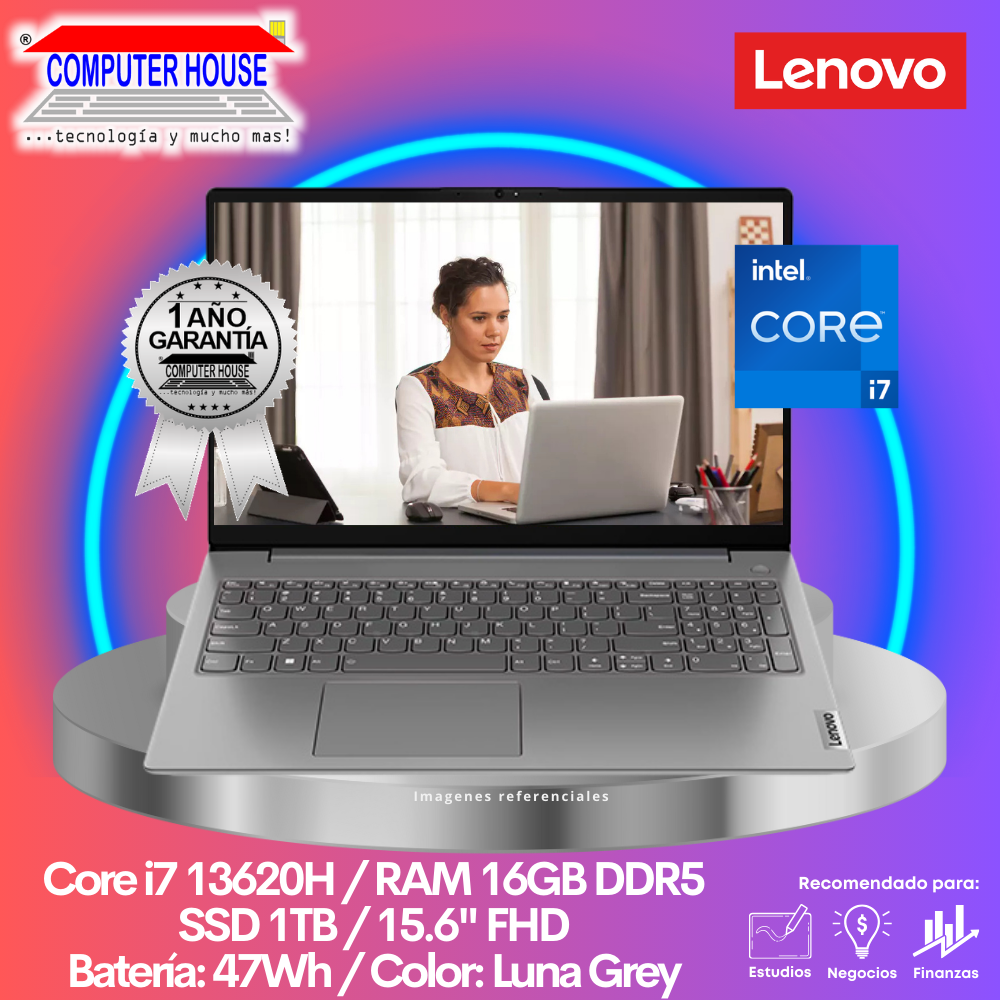 Laptop LENOVO V15, Core i7-13620H, RAM 16GB DDR5, SSD 1TB, 15.6" FHD, FreeDos.