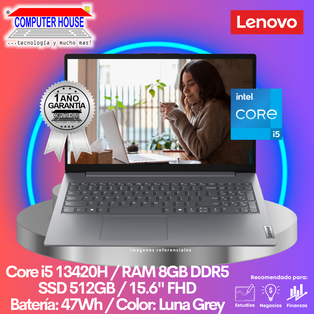 Laptop LENOVO V15 G5, Core i5-13420H, RAM 8GB, SSD 512GB, 15.6" FHD, FreeDos.